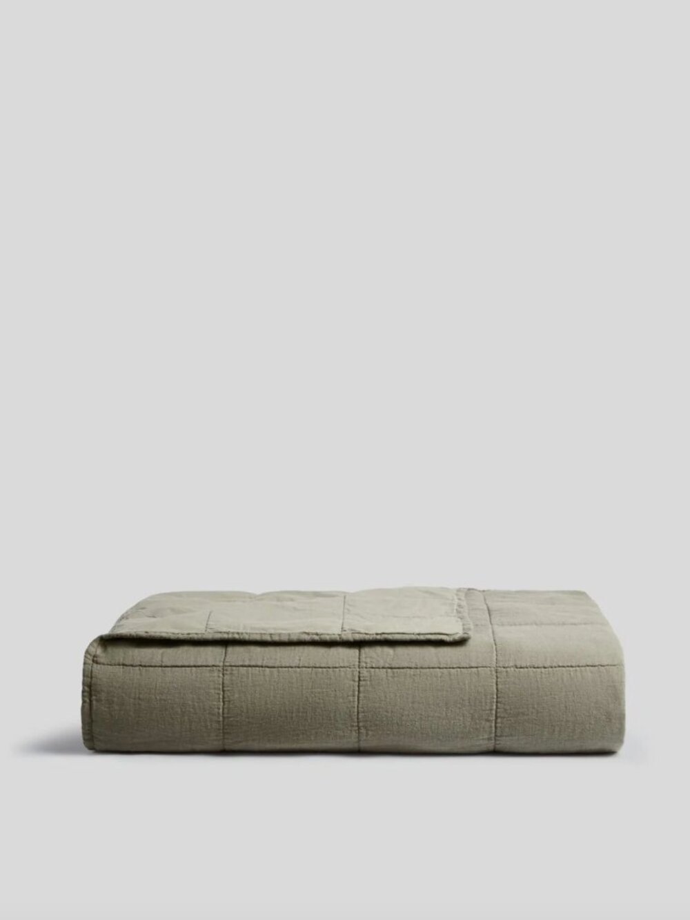 Parachute Linen Box Quilt Moss Green Linen Cotton